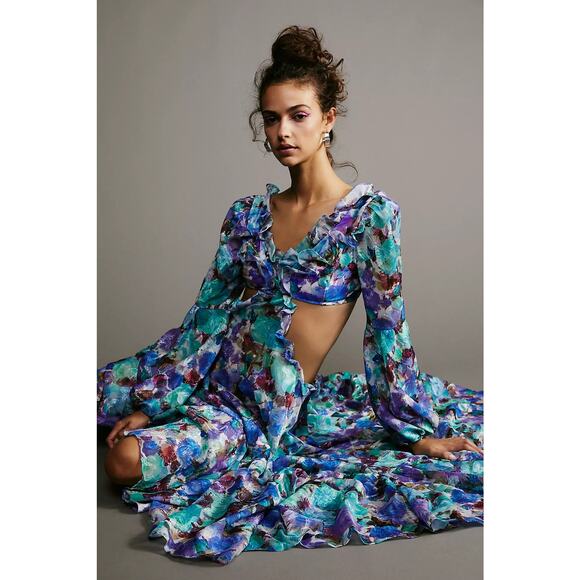 Patbo Blossom Floral Cut Out Chiffon Maxi Dress - Picture 3 of 14